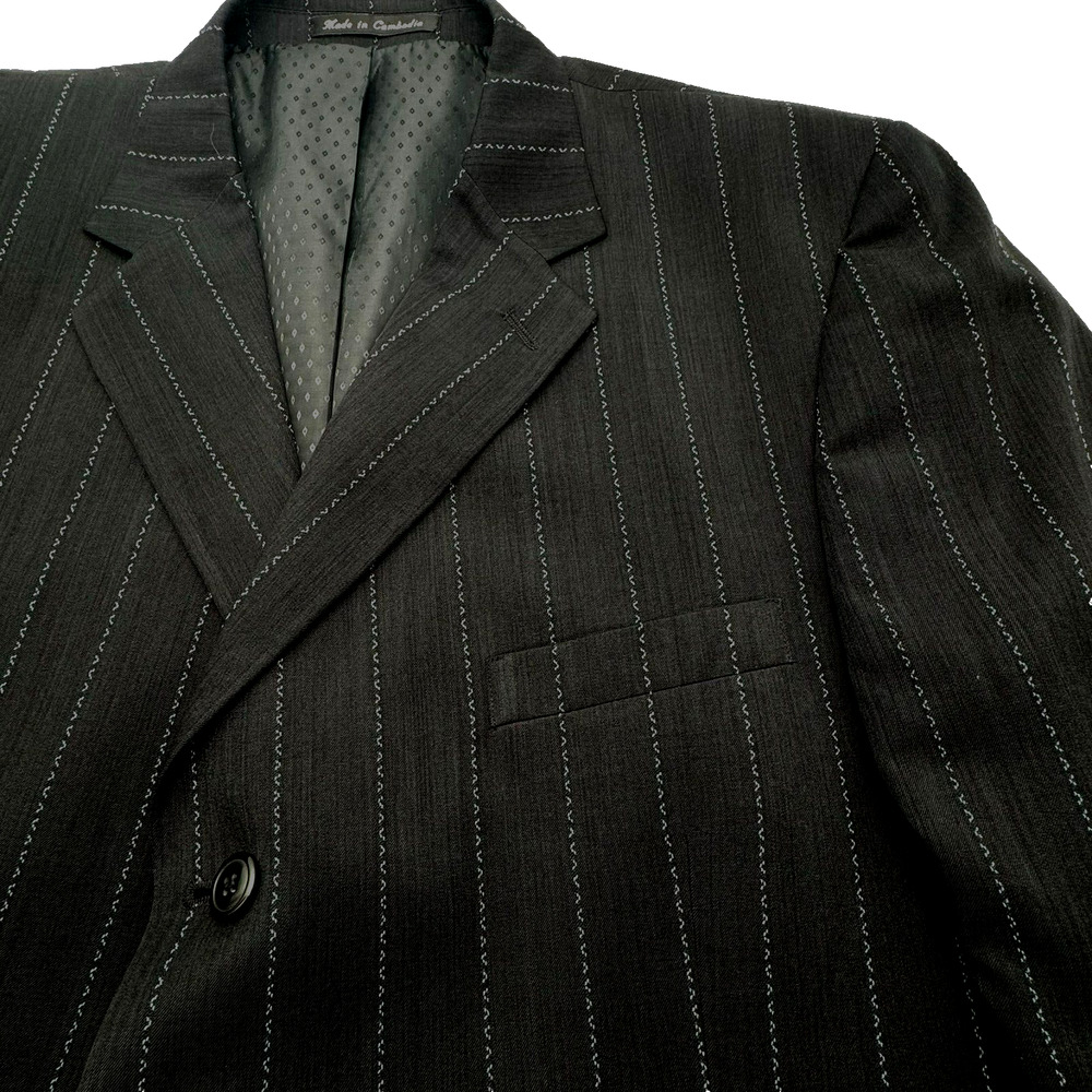 MAZZONI Men's 48L Black‎ Striped Blazer Suit Jacket Sport Coat Career Wedding